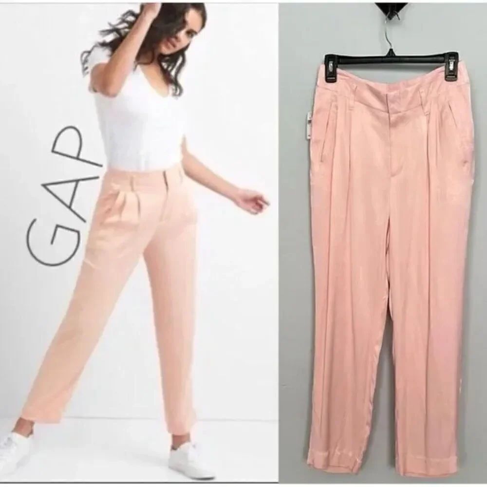 GAP Satin Drapey Trouser Pants Evening Sand pink Size 00